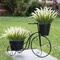 10 Bundles Artificial Plants Outdoor Fake Grass with Flowers UV Resistant Greenery Garden Porch Window Box Decorating (White)